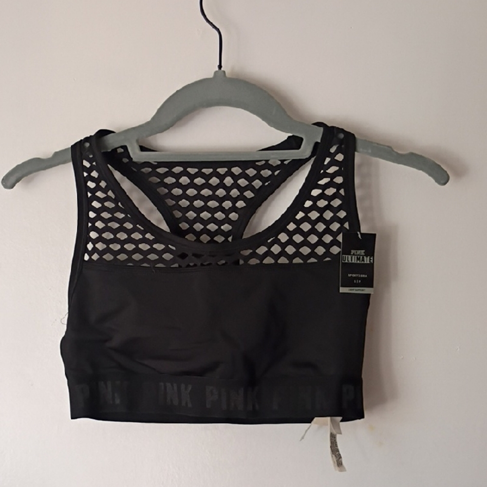 Victoria's Secret Sports Bra Size Small Pink VS Ultimate Unlined Strappy Back